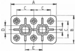 Plaque à bornes 95x60 mm avec trous oblong - Schéma