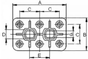 Plaque à bornes 115x70 mm avec trous oblong - Schéma