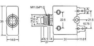 Disjoncteur thermique unipolaire K700 - 03 (livré avec écrou) - Dimension