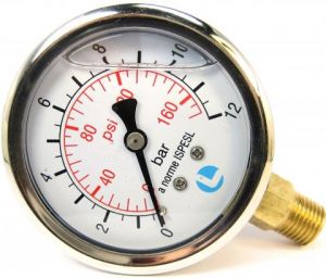Manomètre GLYCÉRINE 100  (eau/air) / Boîtier inox