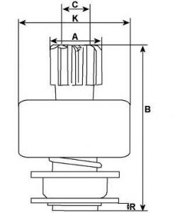 Lanceur compatible pour démarreur BOSCH 0001355015 - Schéma