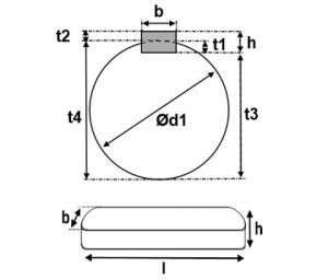 Clavette parallèle pour moteur électrique 3 x 3 x 20 mm - Schéma