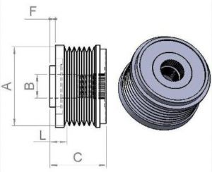 Poulie d'alternateur compatible pour alternateur OPEL 13222936 - Schéma