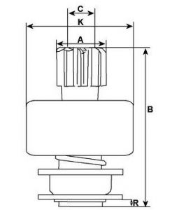 Lanceur compatible pour démarreur VALEO D11E167T - Schéma