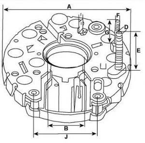 Pont de diode compatible pour alternateur AUTOSTARTER POLAND ARC0009 - Pont diode alternateur BOSCH 1386681
