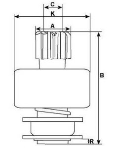 Lanceur compatible pour démarreur EUROLEC-HCUK 10071 - Schéma