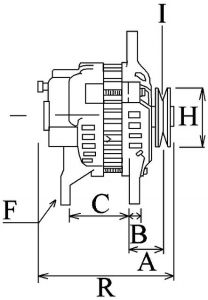 Alternateur compatible pour WAI 11025N - Côtes et dimesions