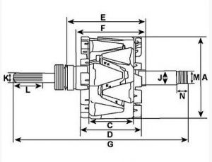 Rotor d'alternateur compatible pour VALEO A13VI123 - CAO138116