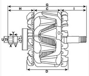 Rotor d'alternateur compatible pour VALEO A13VI123 - CAO138116