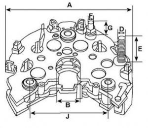 Pont de diode compatible pour alternateur VALEO A13VI290 - CAO138303