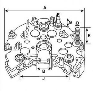 Pont de diode compatible pour alternateur BOSCH 0124525108 - Schéma