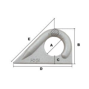 Anneau de levage à souder 45° brut CMU 4000kg (Acier) - Côtes et dimensions