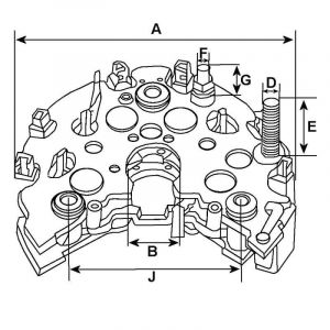 Pont de diode compatible pour alternateur DENSO 1022118040 - Schéma pont de diode