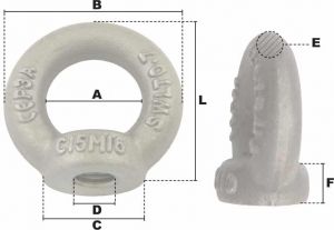 Anneau de levage femelle brut M10 (Acier) - Côtes et dimensions