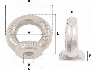 Anneau de levage femelle M24 (Inox) - Côtes et dimensions