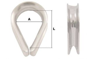 Cosse-coeur légère Ø 2mm (Inox) - Côtes et dimensions