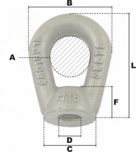 Écrou à anse brut M14 (Acier) - Côtes et dimensions