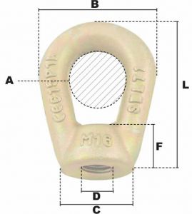 Écrou à anse bichromaté M24 (Acier) - Côtes et dimensions