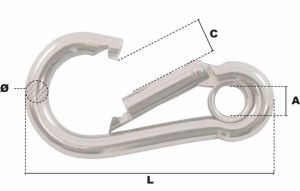 Mousqueton alpin à oeil DIN5299 Ø 6mm (Acier) - Côtes et dimensions