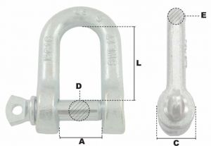 Manille droite à piton à oeil Ø 8mm (Acier) - Côtes et dimensions