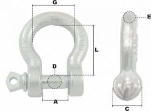 Manille lyre à piton à oeil Ø 14mm (Acier) - Côtes et dimensions