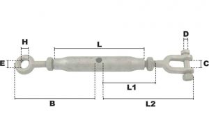 Ridoir à un anneau et une chape galvanisé à chaud M24 (Acier) - Côtes et dimensions