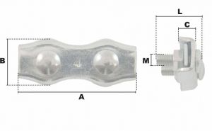Serre-câble plat duplex Ø 3mm (Acier) - Côtes et dimensions