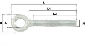 Vis à oeil gauche M24 (Acier) - Côtes et dimensions