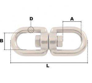Émerillon Ø 16mm (Inox) - Côtes et dimensions