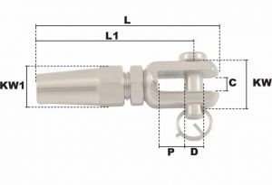 Embout à chape à sertissage manuel rapide Ø 4mm (Inox) - Côtes et dimensions
