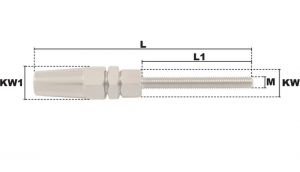 Embout fileté à sertissage manuel rapide M6 Ø 3mm Gauche (Inox) - Côtes et dimensions