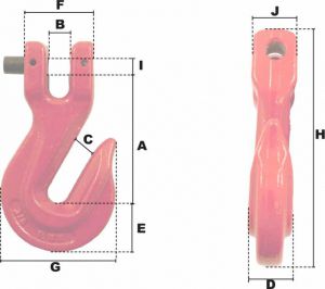 Crochet d'arrimage à chape 10000KG (Haute Résistance) - Côtes et dimensions