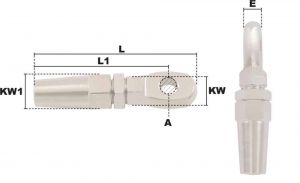 Embout à oeil à sertissage manuel rapide Ø 8mm (Inox) - Côtes et dimensions