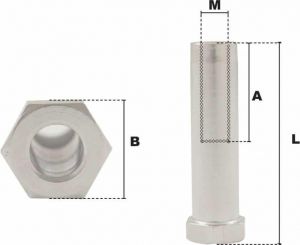 Embout taraudé tête héxagonale M8 (Inox) - Côtes et dimensions
