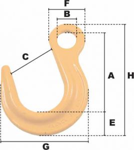 Crochet de fonderie à oeil CMU 3200KG (Haute Résistance) - Côtes et dimensions