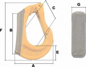 Crochet de godet à souder CMU 5000KG (Haute Résistance) - Côtes et dimensions
