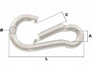 Mousqueton alpin Ø 12mm (Inox) - Côtes et dimensions