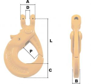Crochet à verrouillage à chape XL CMU 2000KG (Haute Résistance) - Côtes et dimensions
