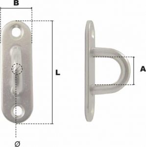 Pontet sur platine ovale Ø 8mm (Inox) - Côtes et dimensions