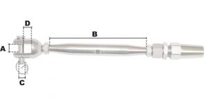 Ridoir à sertissage manuel M6 Ø 3mm (Inox) - Côtes et dimensions