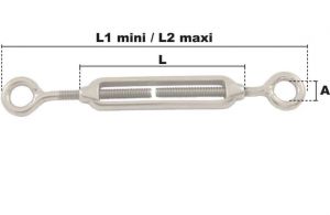 Tendeur à 2 anneaux M20 (Inox) - Côtes et dimensions