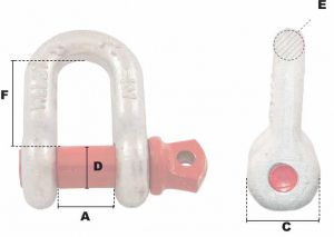 Manille droite Ø 25mm (Haute Résistance) - Côtes et dimensions
