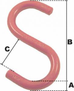 Crochet S d'arrimage 1000KG (Haute Résistance) - Côtes et dimensions