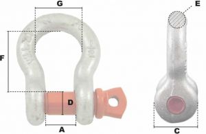 Manille lyre Ø 10mm (Haute Résistance) - Côtes et dimensions