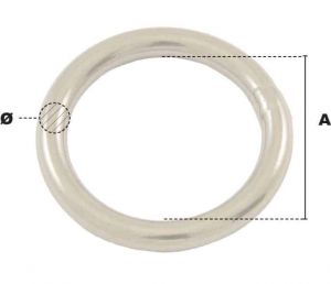 Anneau rond soudé Inox Ø 10mm x  Ø 100mm (Économique) - Côtes et dimensions