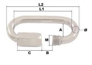Maillon à visser Inox Ø 12mm (Économique) - Côtes et dimensions