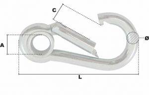 Mousqueton alpin à oeil Ø 5mm (Économique) - Côtes et dimensions
