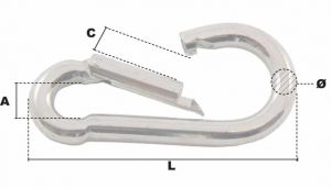 Mousqueton alpin Ø 11mm (Économique) - Côtes et dimensions