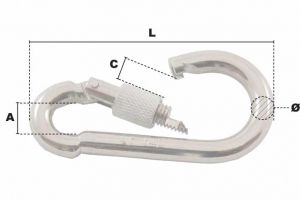 Mousqueton alpin avec sécurité Ø 11mm (Économique) - Côtes et dimensions