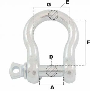 Manille lyre Ø 25mm (Économique) - Côtes et dimensions